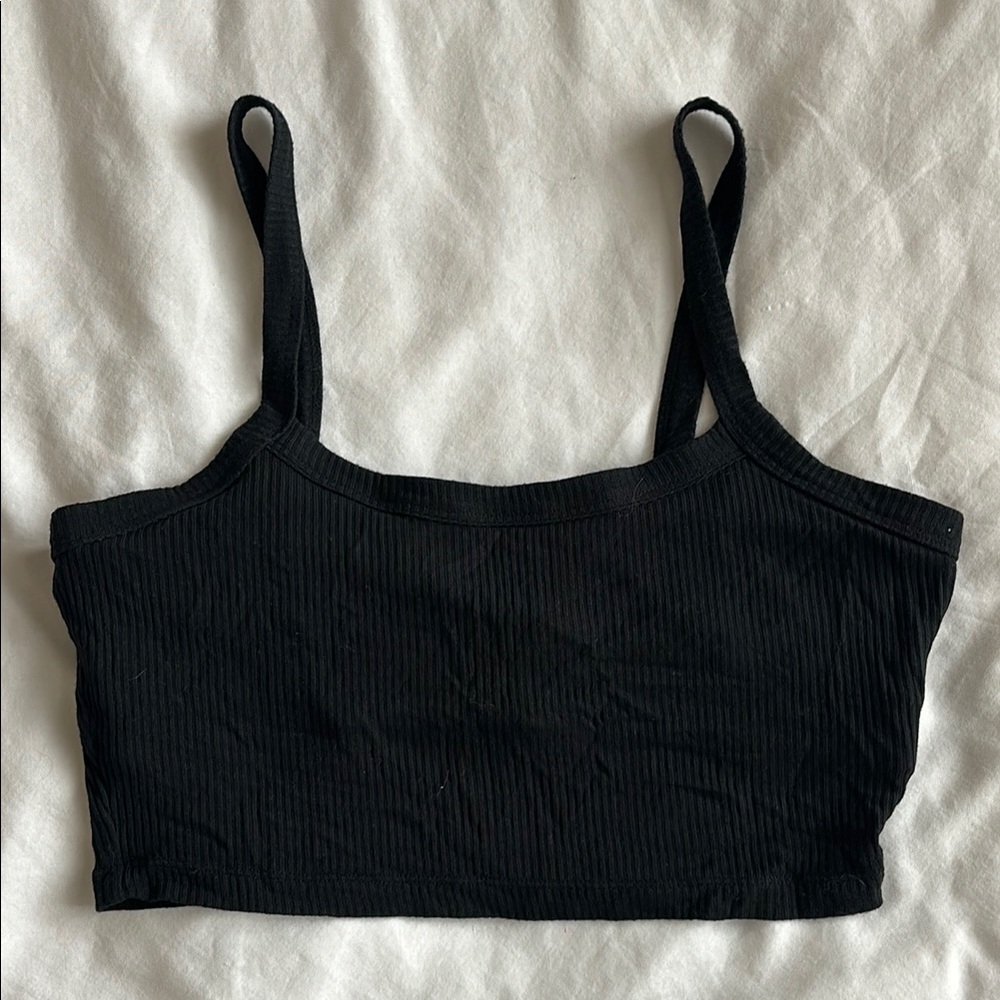 Black Ribbed Crop Top